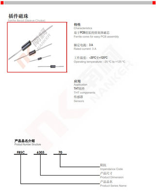 EMC THT Components Sleeve Choke Magnetic Ferrite Bead Core NiZn FBSC Series