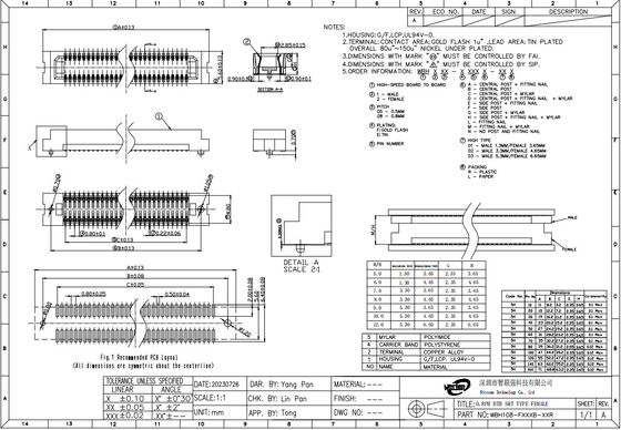 Male Board to Board Connectors 120 Pins 0.8mm Pitch BTB Connector SMT Type