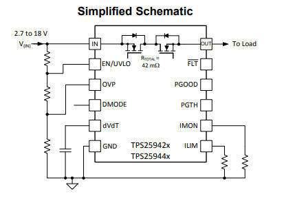 TPS25942ARVCT PMIC Power Management Chip MUX For Power Path Management